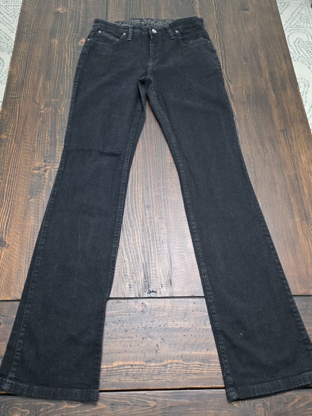 Wrangler Q-Baby Ultimate Riding Jeans Womens 7/8x36 Black Bootcut Tonal Stitch